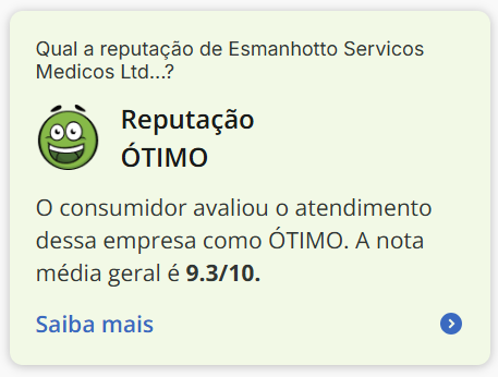 Reputação ÓTIMO no Reclame Aqui — nota média geral 9.3 de 10